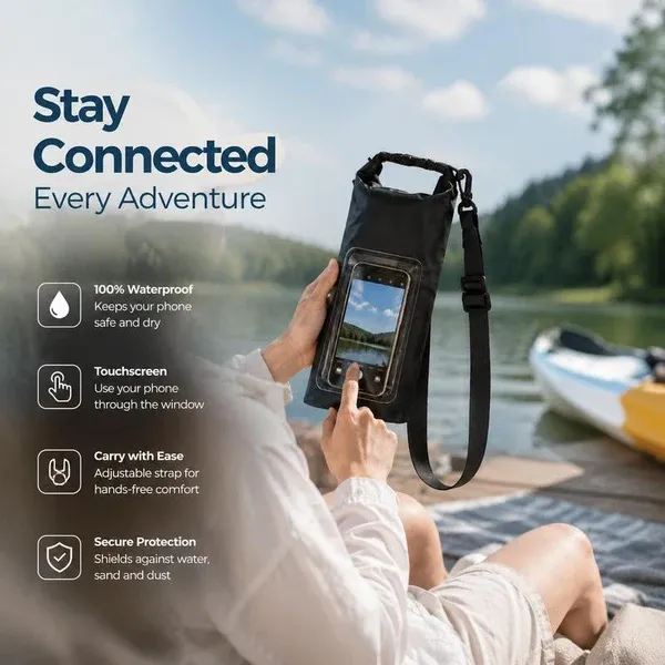 ⏳Time-Limited Special⏰Waterproof Touchscreen Dry Bag – IPX8 Phone Pouch for Swimming, Beach & Kayaking | Crystal Clear Anti-Fog Window