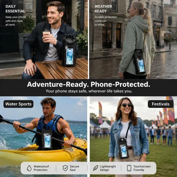 ⏳Time-Limited Special⏰Waterproof Touchscreen Dry Bag – IPX8 Phone Pouch for Swimming, Beach & Kayaking | Crystal Clear Anti-Fog Window