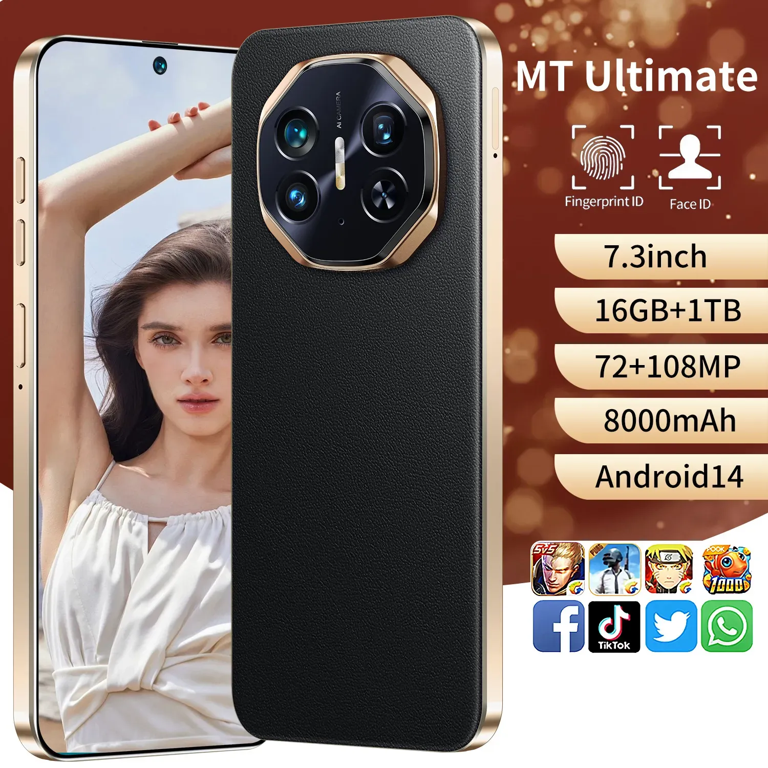 Original MT Ultimate Phone MT Ultimate Neuf 7.3 Inch 16gb + 1TB Clone Smartphone 10 Core Celulares Unlocked Phone