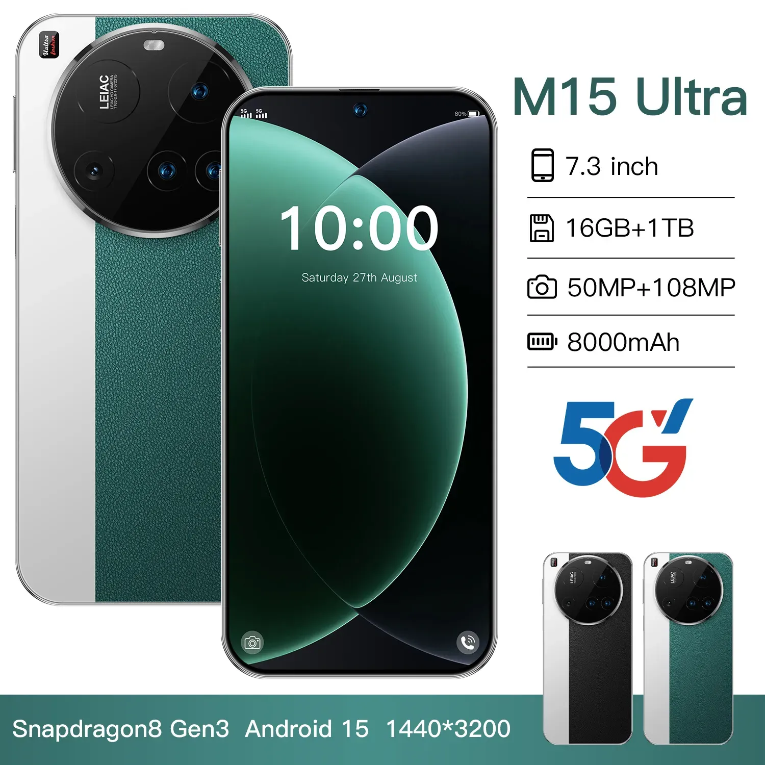 M15  8000mAh  16G+1024Gb  50Mp+108Mp