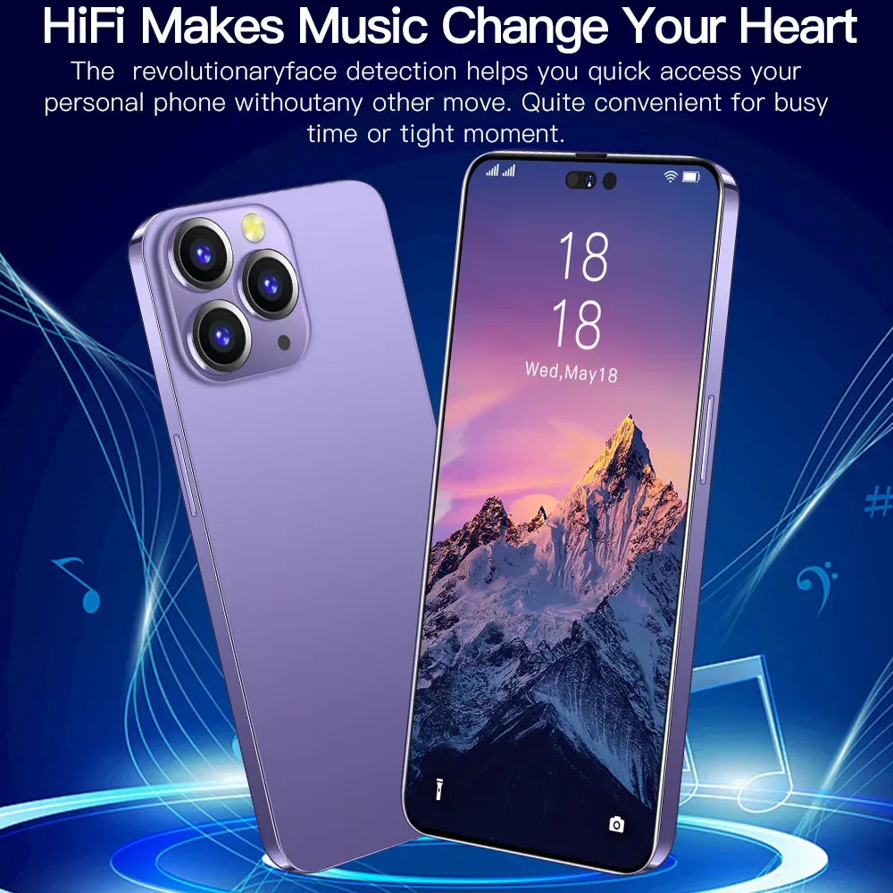 i14promax smartphone 6.8 inch infinity-O display(It will be sent in black by default.)