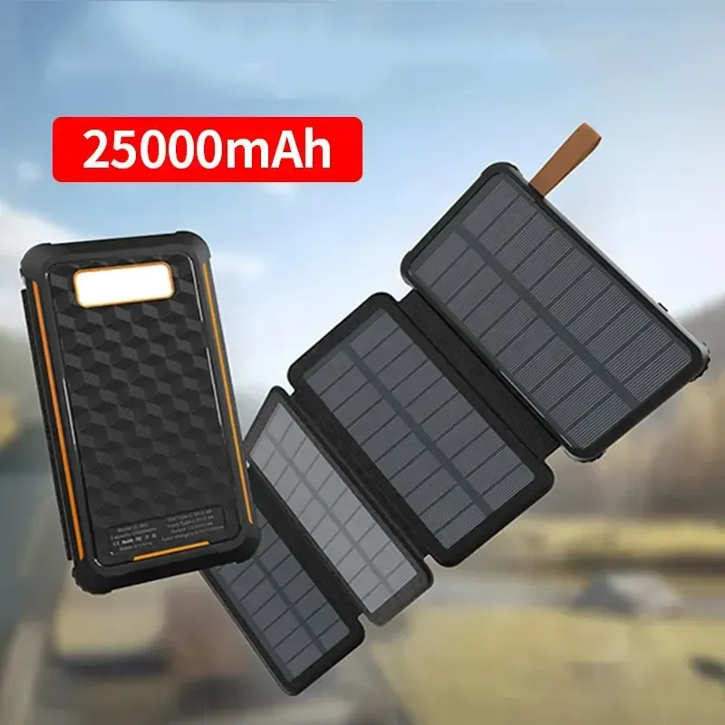 25000mAh Solar Mobile Power Bank with Foldable Photovoltaic Solar Panel: Portable and High-capacity Solar Charger