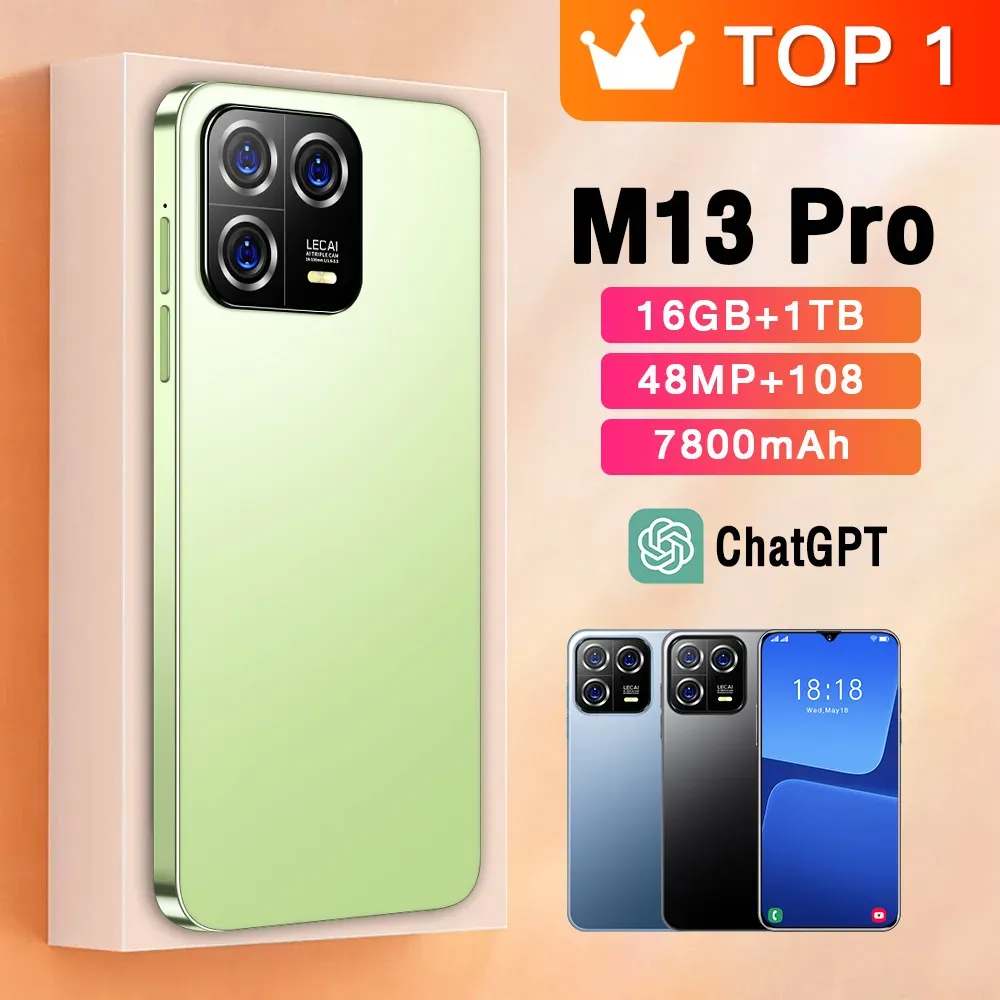 New M13 Pro smartphone  7.3  inch ultra high definition screen supports OTG fast charging.(It will be sent in black by default