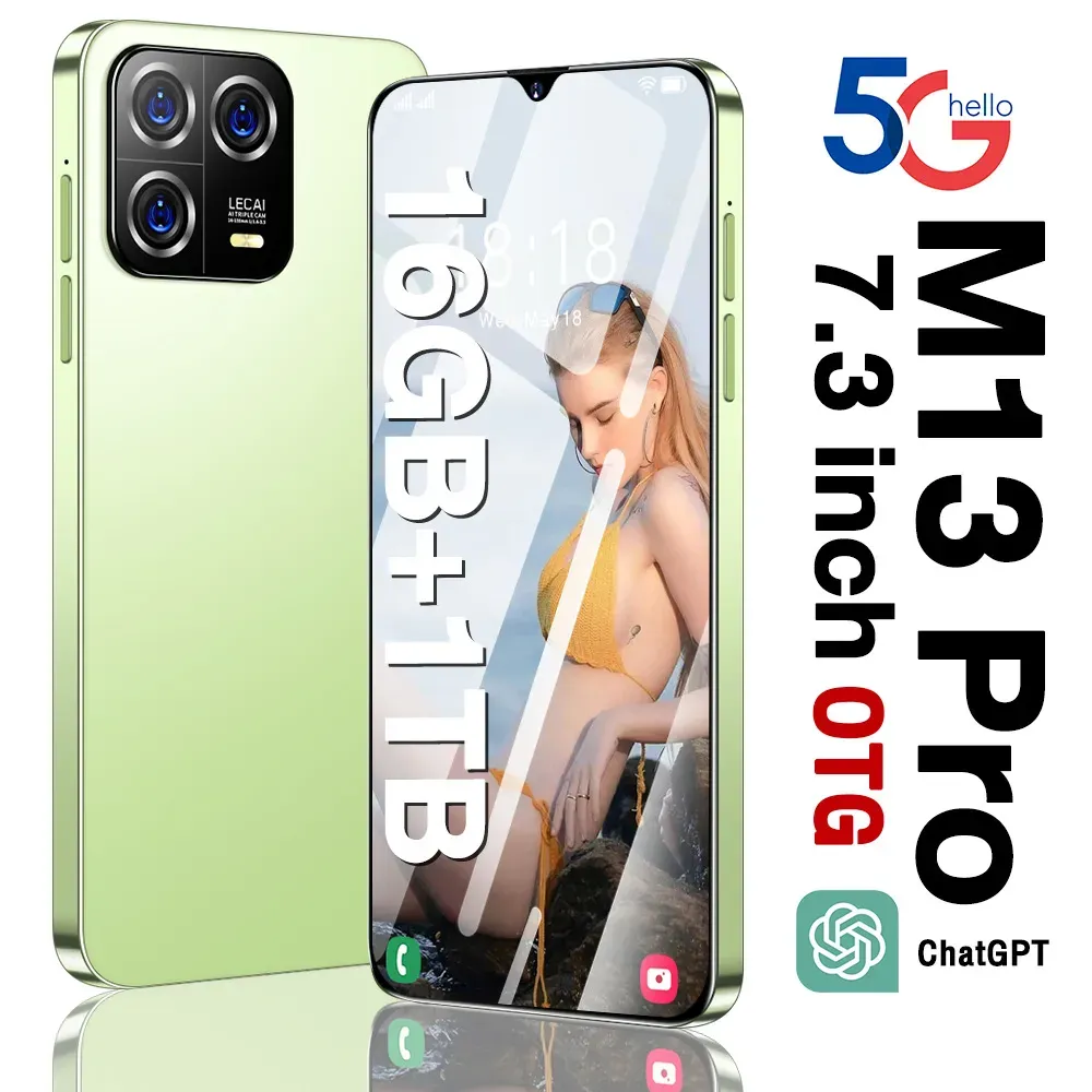 New M13 Pro smartphone  7.3  inch ultra high definition screen supports OTG fast charging.(It will be sent in black by default