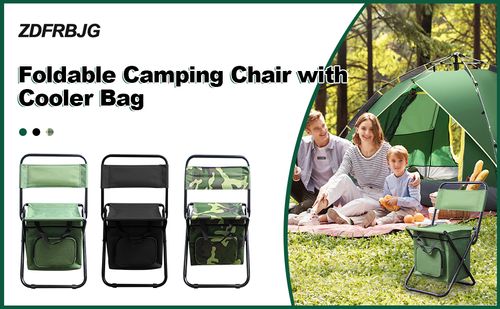 🔥Portable folding outdoor camping chair with cooler bag