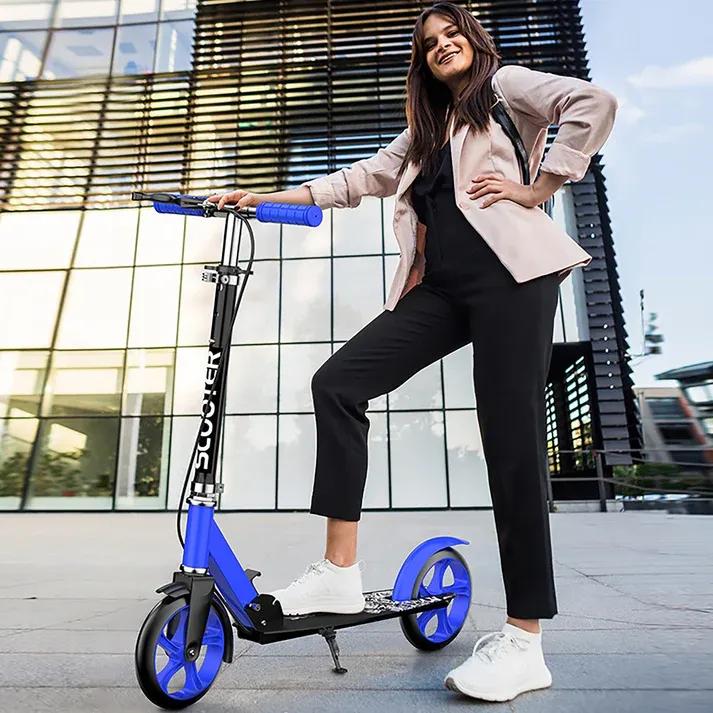 Foldable Two-Wheeled Skateboard With Dual Brakes And Widened Pedals - Perfect For Sports & Fitness Commuting!
