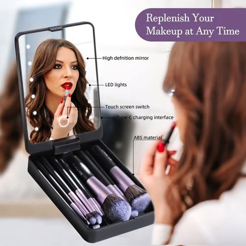 ⏳Fill-in light makeup brush set with mirror case