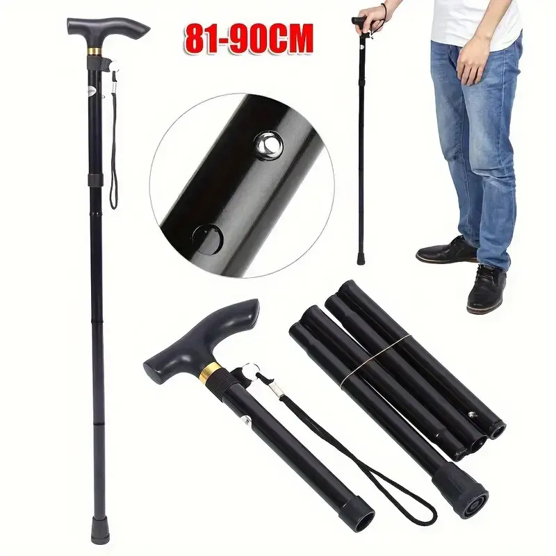 Adjustable telescopic folding metal shockproof travel walking stick