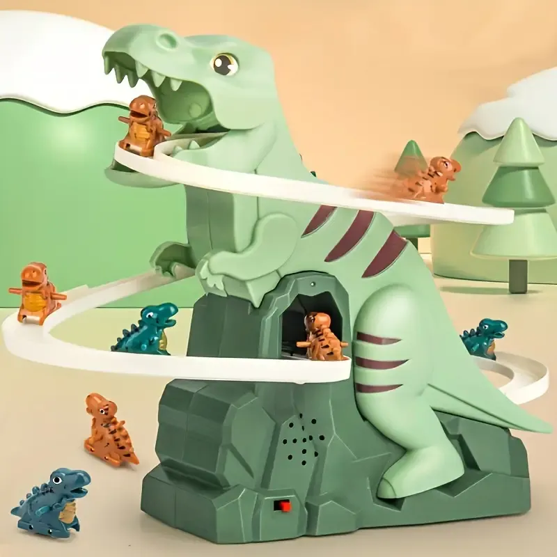 Dinosaur climbing slide toy with 3 dinosaur cars