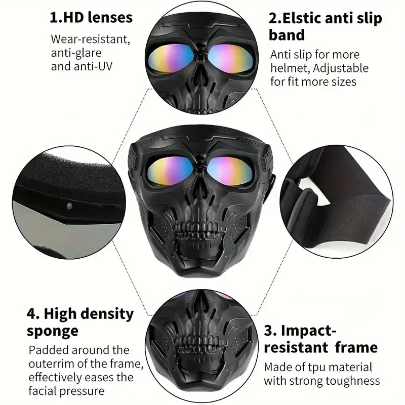 Motorcycle Helmet Riding Goggles Glasses Anti Fog Face Mask Dirt Bike ATV Motocross Eyewear