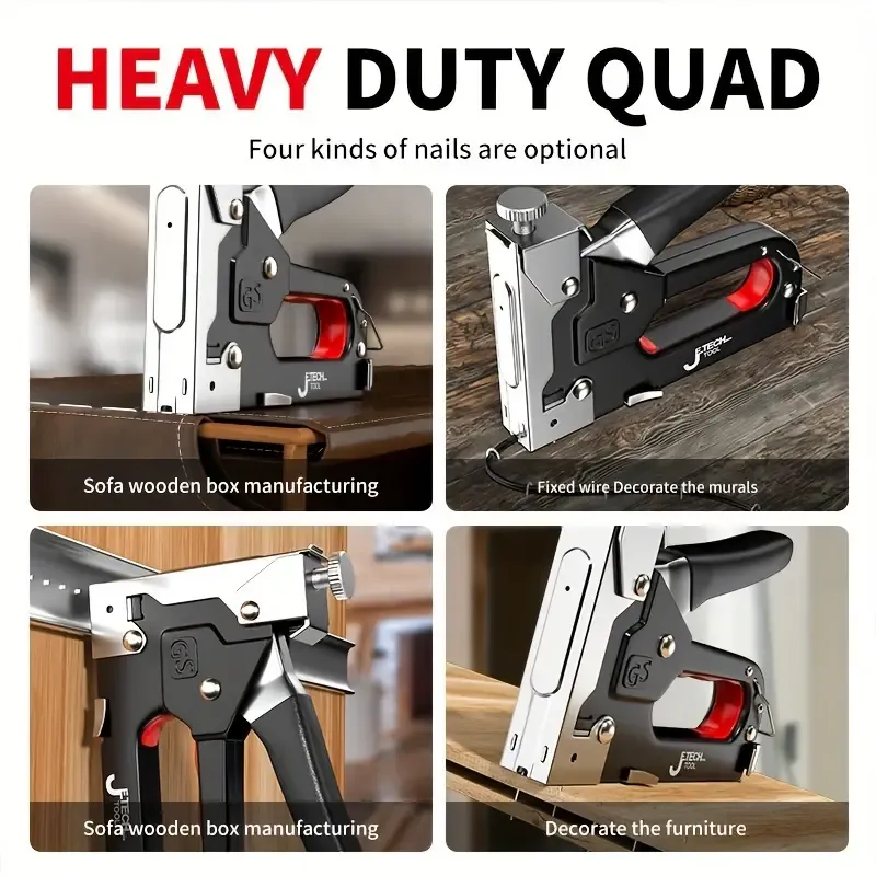 💯4 in 1 heavy-duty Stapler For Diy Home Decor Furniture Wood Frame Stapler, Multi-tool Hand Nail Gun Nail Gun Bandage Pliers🚀