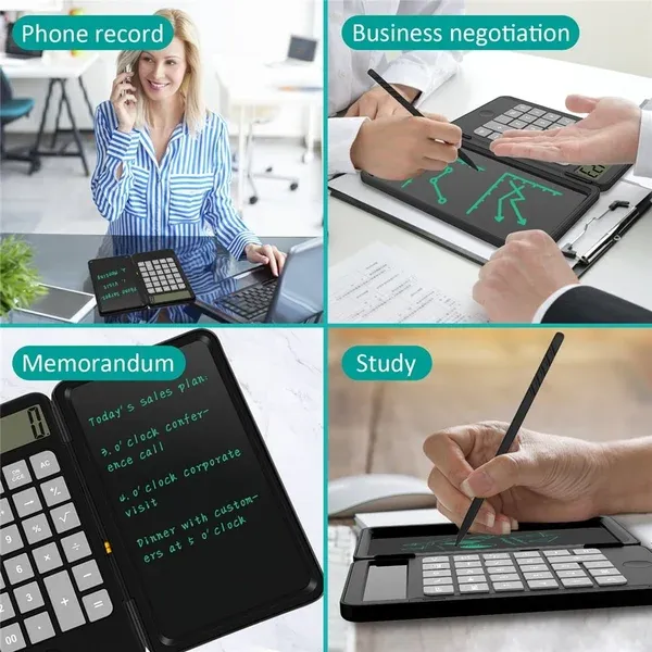 Mini smart Electronic Board Drawing functional basic office calculator with writing pad