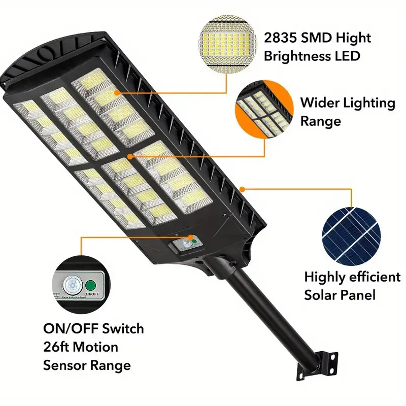 🔥💡Solar Street Light 200W 1152 LED Solar Light Outdoor Waterproof Street Light with Remote Control
