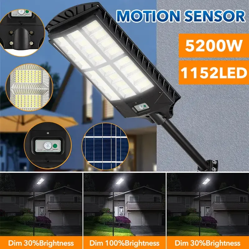 🔥💡Solar Street Light 200W 1152 LED Solar Light Outdoor Waterproof Street Light with Remote Control