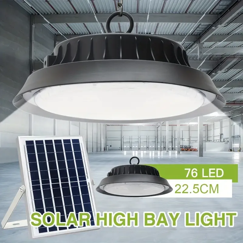 🔥💡100W LED solar chandelier UFO high bay light brightness adjustment timing control hanging shed light dusk to dawn suitable for garden terrace channel balcony storage room industrial workshop warehouse factory indoor outdoor chandelier🎉👇