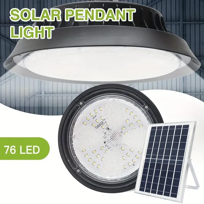 🔥💡100W LED solar chandelier UFO high bay light brightness adjustment timing control hanging shed light dusk to dawn suitable for garden terrace channel balcony storage room industrial workshop warehouse factory indoor outdoor chandelier🎉👇