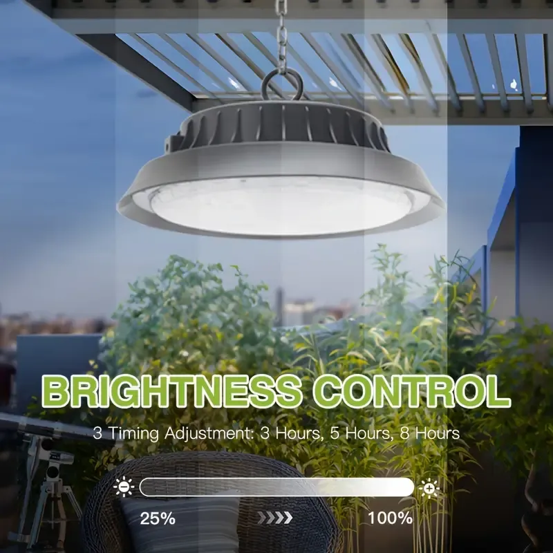 🔥💡100W LED solar chandelier UFO high bay light brightness adjustment timing control hanging shed light dusk to dawn suitable for garden terrace channel balcony storage room industrial workshop warehouse factory indoor outdoor chandelier🎉👇