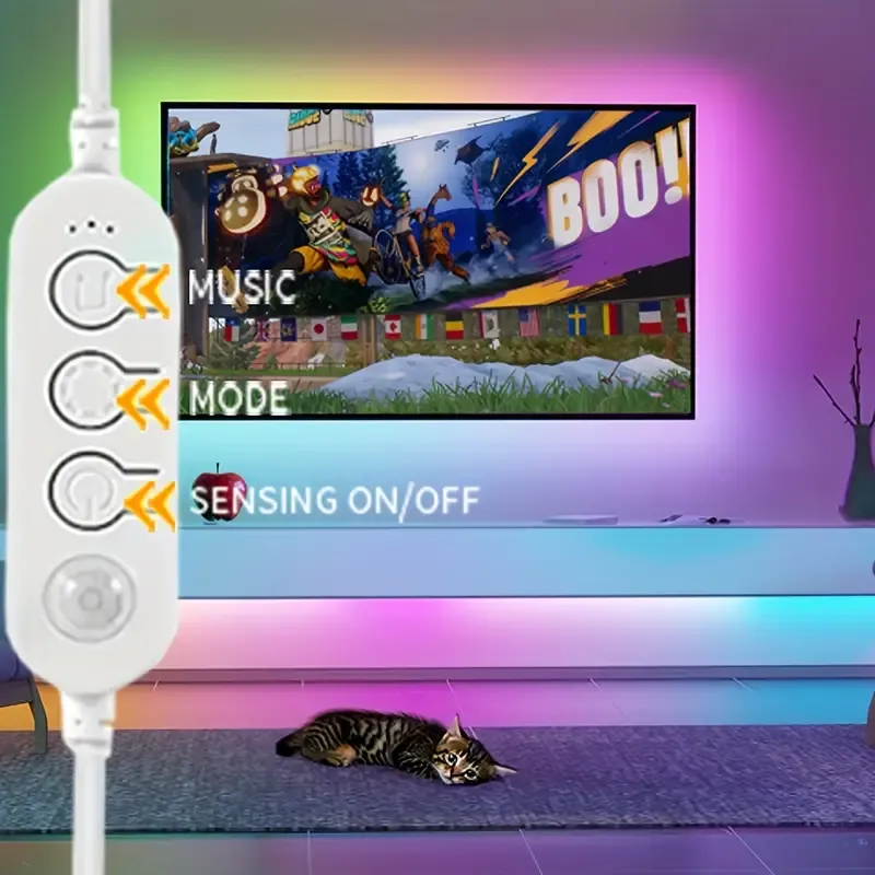 For Smart RGB LED Strip Lights with Motion Sensor  144 LEDs per Meter, App Control & Music Sync, Color Changing TV Backlight for Bedroom, USB Powered