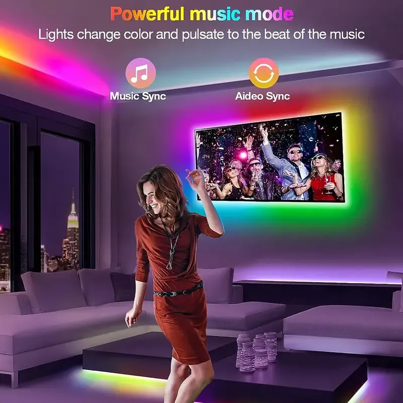 For Smart RGB LED Strip Lights with Motion Sensor  144 LEDs per Meter, App Control & Music Sync, Color Changing TV Backlight for Bedroom, USB Powered