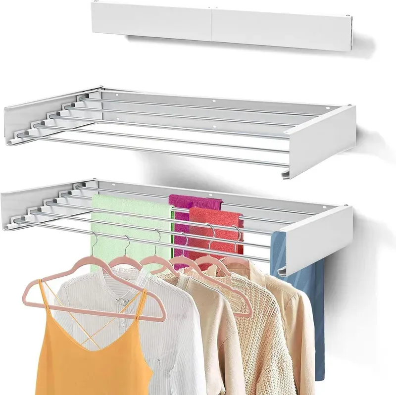 Household foldable wall mounted clothes towel drying rack laundry hanger racks