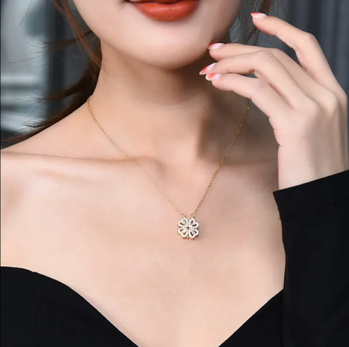 European And American Titanium Steel Gold Leaf Magnetic Necklace Luxury Magnet Heart