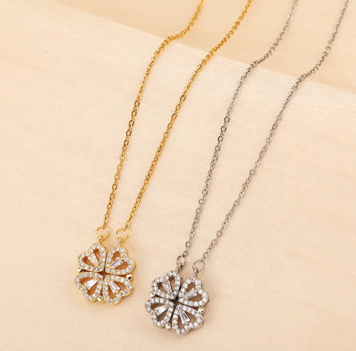European And American Titanium Steel Gold Leaf Magnetic Necklace Luxury Magnet Heart