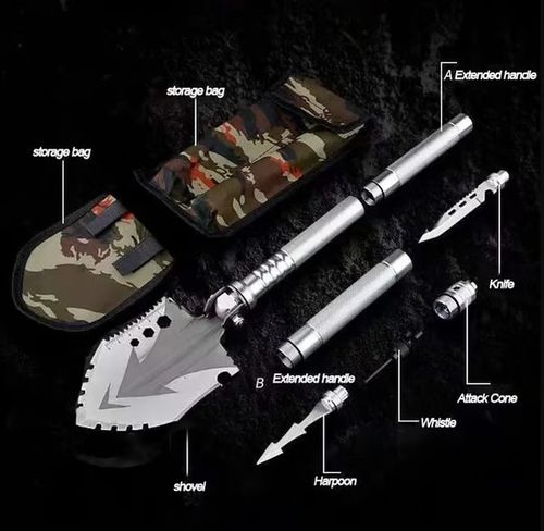 🔥💯Multi-Purpose Camping Survival Shovel With Camouflage Bag💥