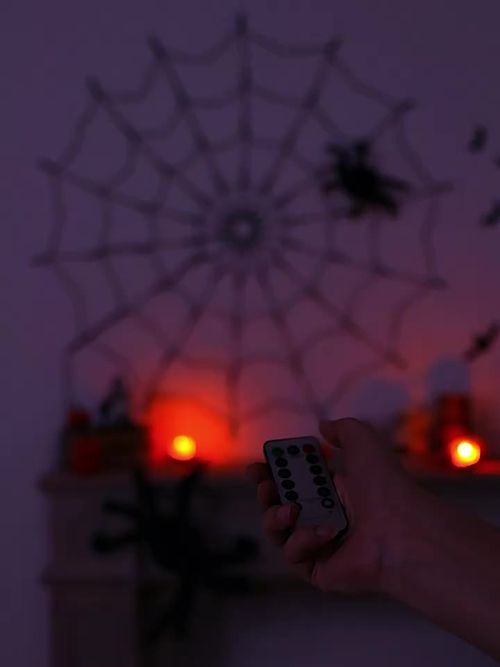 LED Spider Web Halloween Lights, Halloween Decorations for Indoor Outdoor House Garden Yard Party, Waterproof Spider Web Lights with Remote Control