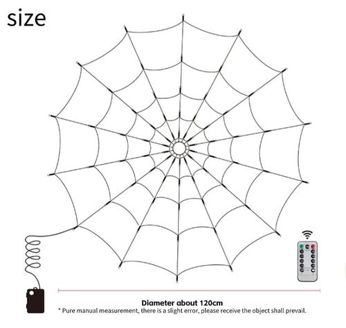 LED Spider Web Halloween Lights, Halloween Decorations for Indoor Outdoor House Garden Yard Party, Waterproof Spider Web Lights with Remote Control