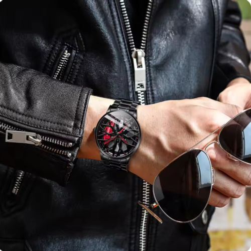 Spinning Car Wheel Watch