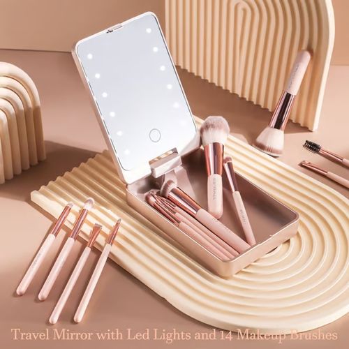 ⏳Fill-in light makeup brush set with mirror case