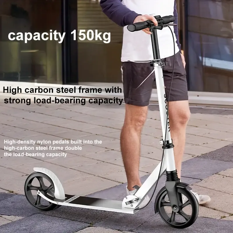 Foldable Two-Wheeled Skateboard With Dual Brakes And Widened Pedals - Perfect For Sports & Fitness Commuting!