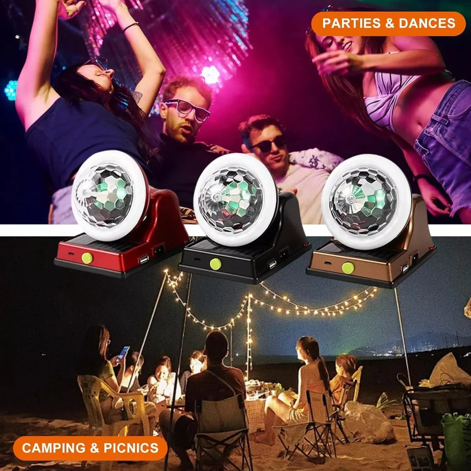 Solar Charging Colorful Magic Ball RGB Atmosphere Light