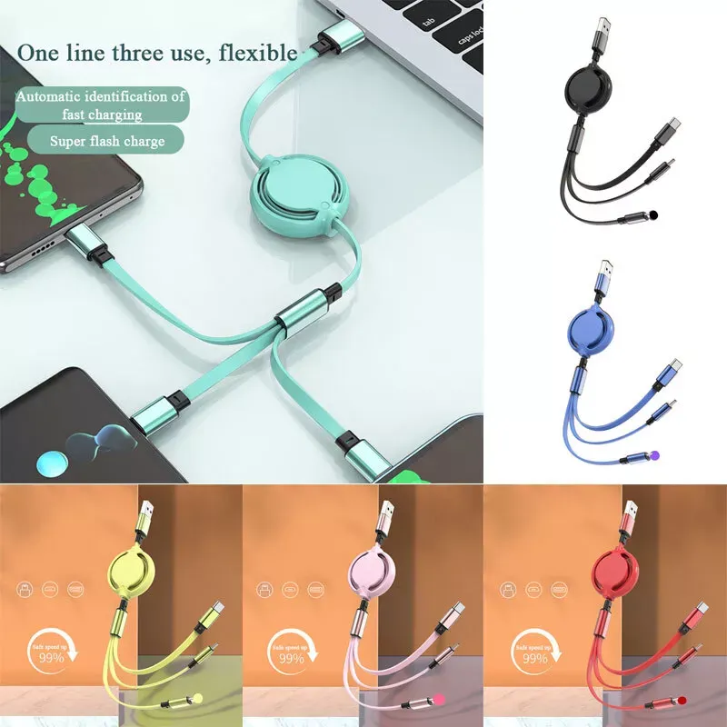 3in1 Fast USB Charging Cable Universal Multi Function Cell Phone Charger Cord