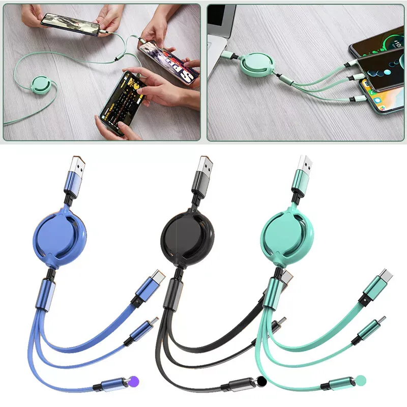 3in1 Fast USB Charging Cable Universal Multi Function Cell Phone Charger Cord