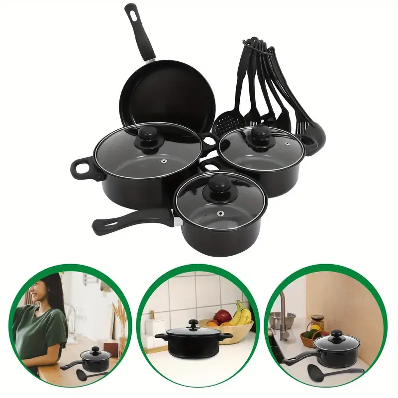 Hot-selling 13-piece pot set with non-stick soup pot milk pot frying pan