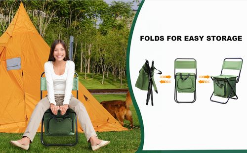 🔥Portable folding outdoor camping chair with cooler bag