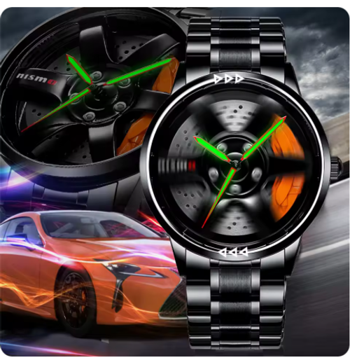 Spinning Car Wheel Watch