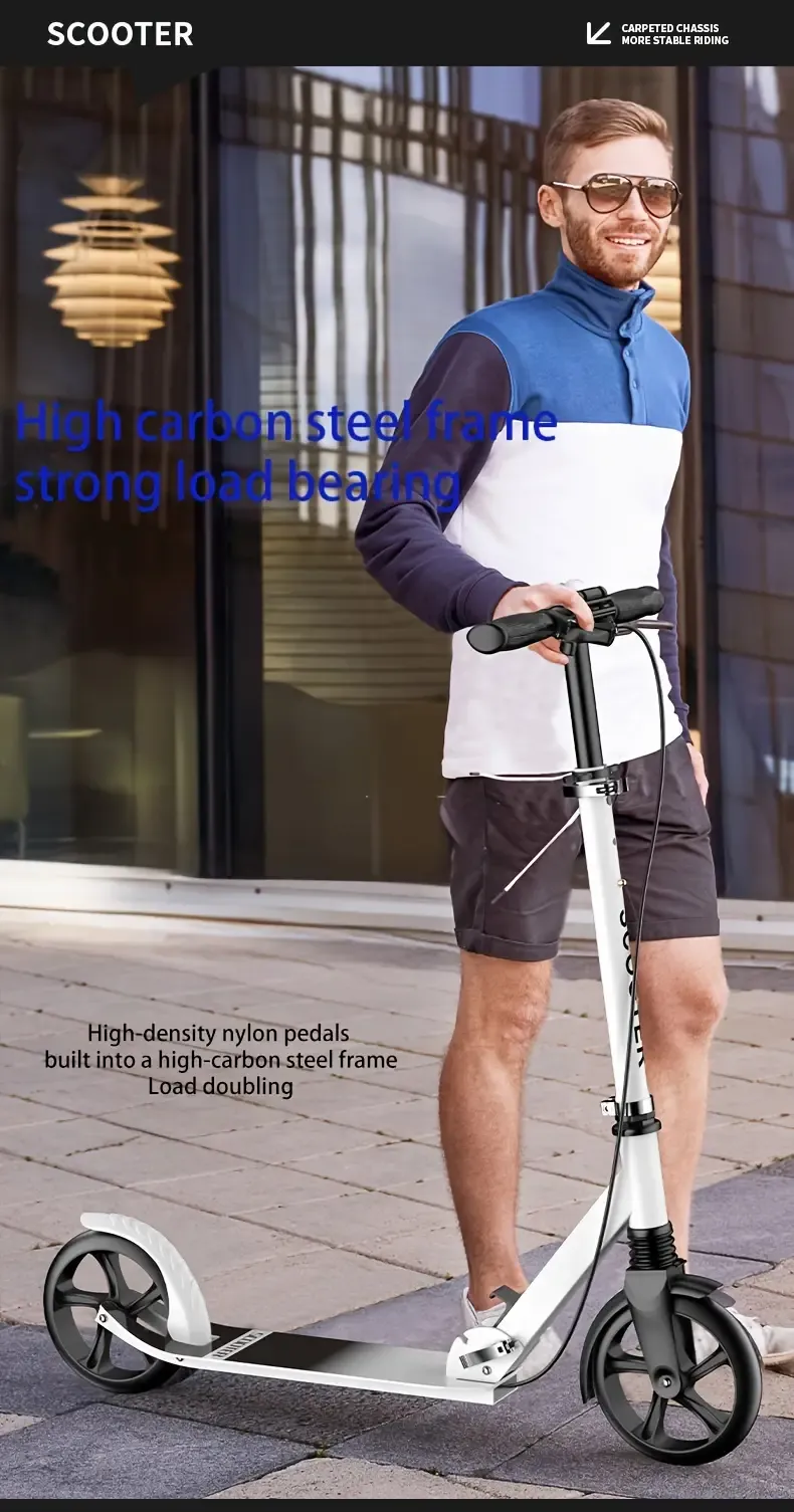 Foldable Two-Wheeled Skateboard With Dual Brakes And Widened Pedals - Perfect For Sports & Fitness Commuting!