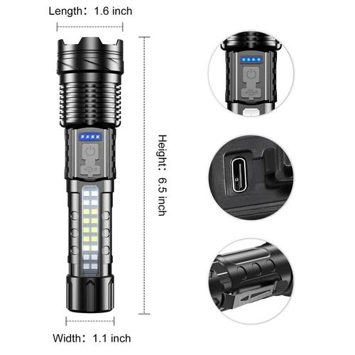 2024 Camping Gadgets Waterproof Rechargeable Strong Light Flashlight