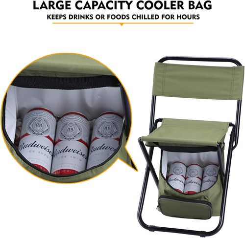 🔥Portable folding outdoor camping chair with cooler bag
