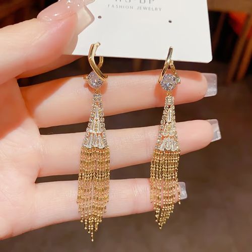 💋zircon tassel earrings💖