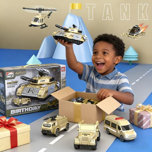 ⚔️5-in-1 Military Tank & Vehicle Toy Set KidsFavorite Imaginative Play Gift!🏞