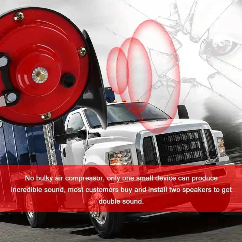Super Loud Train Horns, 12V Waterproof Durable Car Air Electric Snail Horn, Raging Sound Air Horns Replacement Kit, Automotive Accessories Universal for Car, Motorcycle, Truck, Bike, Boat (Red)