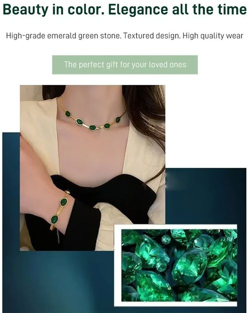 Emerald necklace earrings bracelet