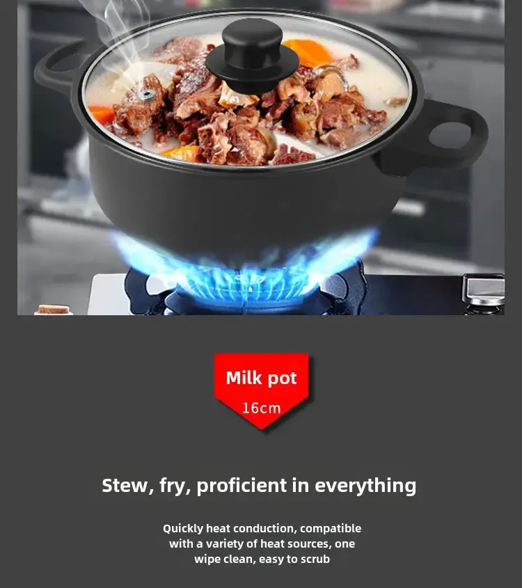 Hot-selling 13-piece pot set with non-stick soup pot milk pot frying pan