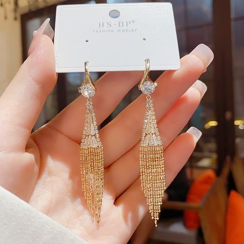 💋zircon tassel earrings💖