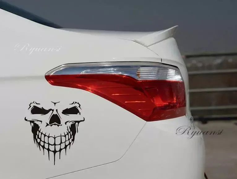 Skull Stickers and Decals for Car Windows Doors, 3D Reflective Waterproof Skull Decals for Cars Trucks (Black)