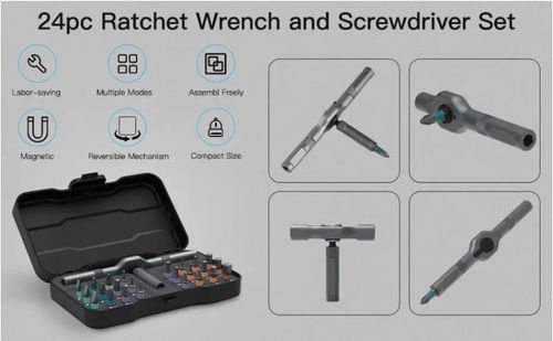 DIY screwdriver 24 in 1, switchable screwdriver shape to adapt to various home repairs, cool home repair tool box, compact and portable, does not take up space ratchet screwdriver