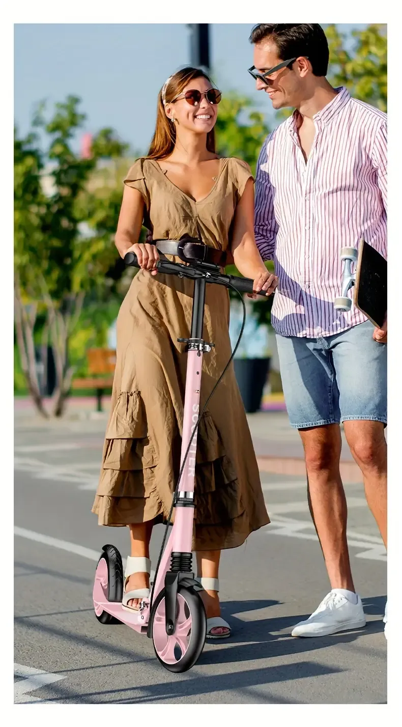 Foldable Two-Wheeled Skateboard With Dual Brakes And Widened Pedals - Perfect For Sports & Fitness Commuting!